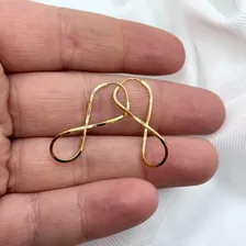 Brinco Argola Infinito Em Ouro 18k Fio Quadrado Foto mini 4