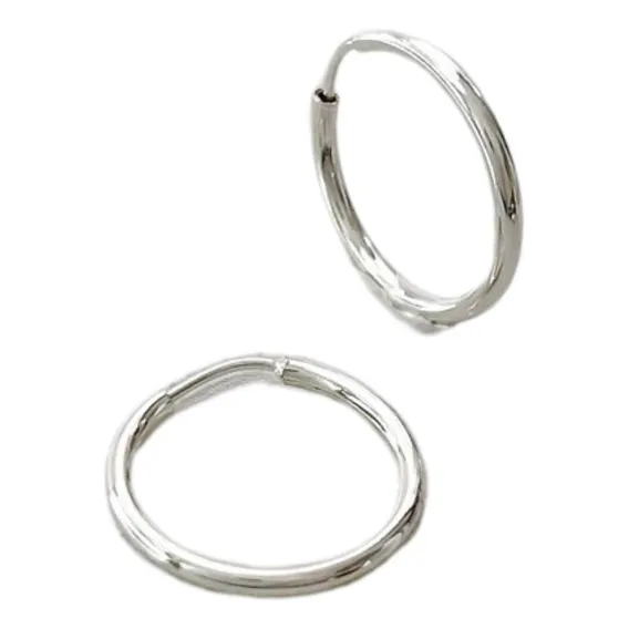 Brinco Argola Masculino Feminino 15mm Prata 925 Maciça Foto 1