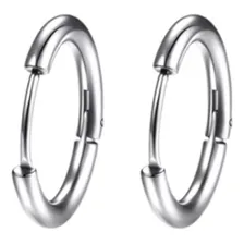 Brinco Argola Masculino Feminino Aço Prata Click Foto mini 4