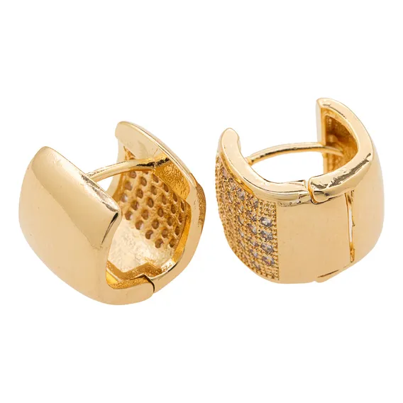 Brinco Argola Pedras Zirc么nias Semi Joia Banhado Ouro 18k Foto 1