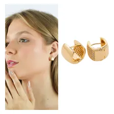 Brinco Argola Pedras Zirc么nias Semi Joia Banhado Ouro 18k Foto mini 2
