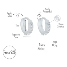 Brinco Argola Prata 925 Cravejada Piercing Orelha Feminino Foto mini 4