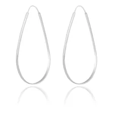 Brinco Argola Prata 925 Feminino 5cm Gota Maravilhosa Foto  mini 1