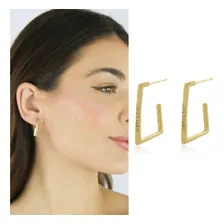 Brinco Argola Quadrada Pedras Zircônias Banhado Ouro 18k Foto mini 4