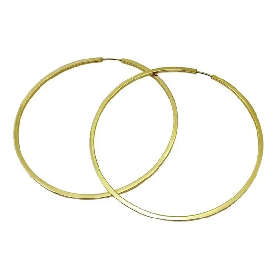 Brinco Argola Redonda 5cm-ouro 18k-750 Cor Dourado Foto 1
