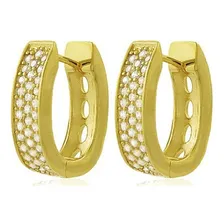 Brinco Argola Zirc么nia Cristal Dourado Duquesa Semi Joias Foto mini 2