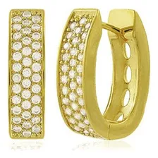 Brinco Argola Zirc么nia Cristal Dourado Duquesa Semi Joias Foto mini 1