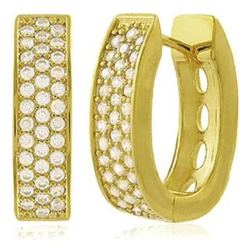 Brinco Argola Zirc么nia Cristal Dourado Duquesa Semi Joias Foto 1