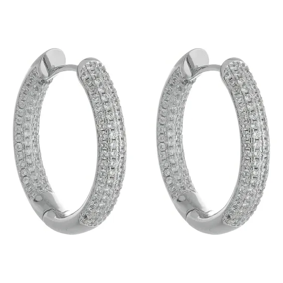 Brinco Argola Zirc么nia R贸dio 18k 27mm Foto 1
