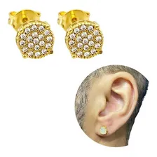 Brinco Banhado A Ouro Cravejado Brinco Masculino De Ouro 18k Foto  mini 1