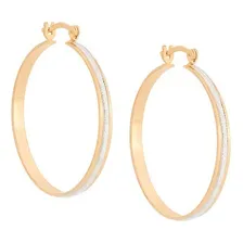 Brinco Banhado Ouro Argola Com Filete De Rhodium C/ Foto mini 1