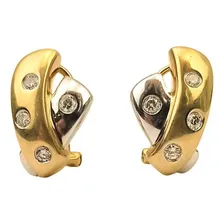 Brinco Bicolor Com 8 Brilhantes Em Ouro 18k Foto  mini 1