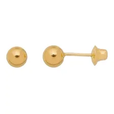 Brinco Bola 4mm Em Ouro 18k P/ Recem Nascido Bebe 2º Furo Foto mini 1