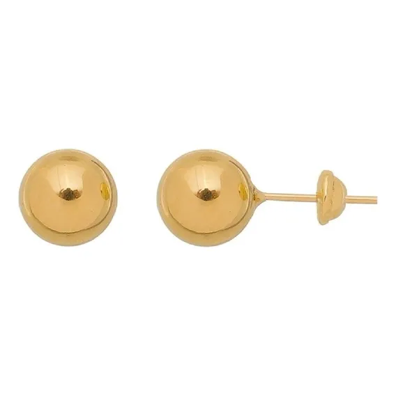 Brinco Bola / Bolinha 7mm Em Ouro 18k 750 Com Caixa Foto 1
