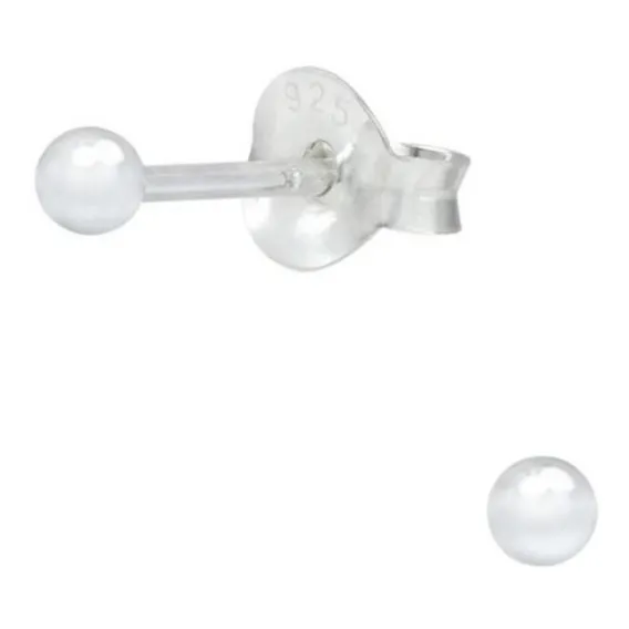 Brinco Bola Bolinha Em Prata 925 - 3mm - 2º Furo Foto 1