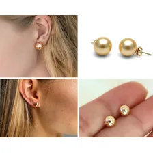 Brinco Bola Dourado 10mm Banhado Ouro Semijoia Feminino Foto mini 2