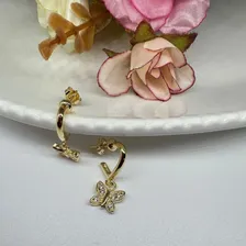 Brinco Borboleta Cravejada Zircônia Folheado Ouro 18k Foto mini  2