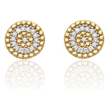 Brinco Chuveiro Redondo Em Ouro 18k Com Diamantes 0,15ct Foto mini 1