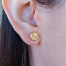 Brinco Círculo Com Zircônia Central Folheado Em Ouro 18k Foto mini  2