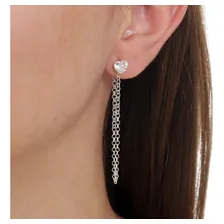 Brinco Com Pedra Zirconia Tipo Piercing Ear Prata 925 Foto mini  2