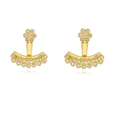 Brinco Com P茅rola E Micro Zirc么nias Folheado Em Ouro 18k Foto mini 1