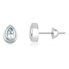 Brinco Com Topázio Sky Gota Em Ouro Branco 18k Foto  mini 1