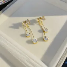 Brinco De Festa Dourado Feminino Strass Delicado Luxuoso Foto mini 4