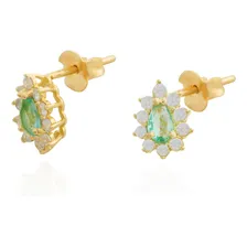 Brinco De Ouro 18k Turmalina Para铆ba E Zirc么nias Cor Amarelo Foto mini 2