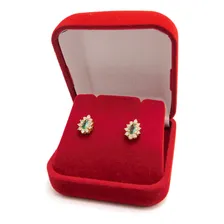 Brinco De Ouro 18k Turmalina Para铆ba E Zirc么nias Cor Amarelo Foto mini 4