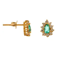 Brinco De Ouro 18k Turmalina Para铆ba E Zirc么nias Cor Amarelo Foto mini 1