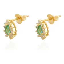 Brinco De Ouro 18k Turmalina Para铆ba E Zirc么nias Cor Amarelo Foto mini 3