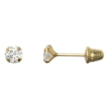 Brinco De Pedrinha 3mm Em Ouro 18k (bebe) Recém Nascido Cor Branco Foto  mini 1