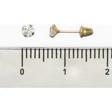 Brinco De Pedrinha 3mm Em Ouro 18k (bebe) Recém Nascido Cor Branco Foto mini 4