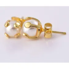 Brinco De Pérola Com Detalhe Dourado Folheado Foto  mini 1