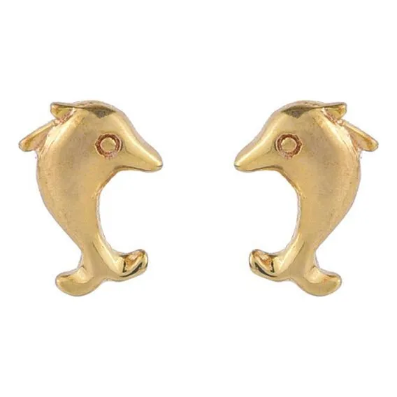 Brinco Dourado Argola Golfinho Foto 1