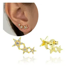 Brinco Ear Cuff Banhado A Ouro 18k Cravejado Foto  mini 1