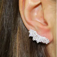 Brinco Ear Cuff Com Zirconias Em Prata 925 Foto mini 2