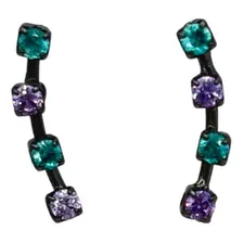 Brinco Ear Cuff Gota Colorida Banhado R贸dio Negro Foto mini 1
