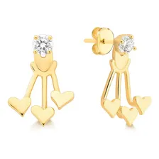 Brinco Ear Jacket Com Zirc么nia E Banho De Ouro 18k Foto mini 2