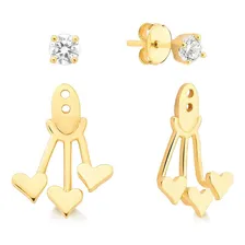 Brinco Ear Jacket Com Zirc么nia E Banho De Ouro 18k Foto mini 3