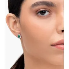 Brinco Em Gota Com Esmeralda E Diamantes Em Ouro Branco 18k Foto mini  2