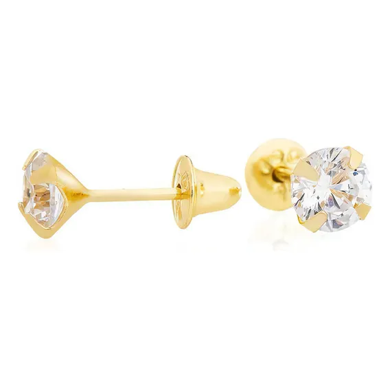 Brinco Em Ouro 18k C谩lice De Zirc么nia Com 4mm Foto 1