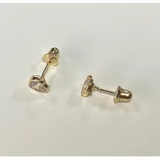 Brinco Em Ouro 18k Infantil Coração Pedra Zirconia 4mm Foto mini 3