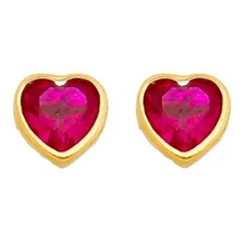 Brinco Em Ouro 18k Infantil Coração Pedra Zirconia 4mm Foto mini 1