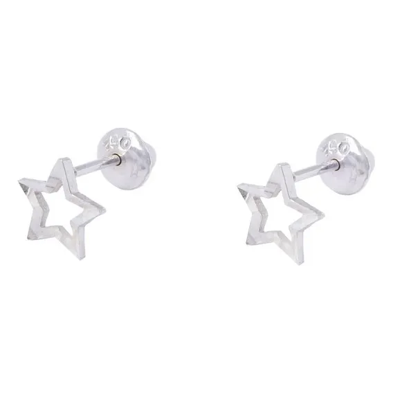Brinco Estrela Em Ouro Branco 18k Foto 1