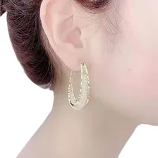 Brinco Feminino Argola Folheado Ouro Cristais Swarovski C565 Foto mini 3