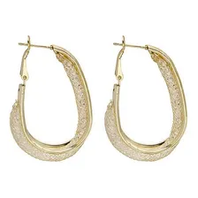 Brinco Feminino Argola Folheado Ouro Cristais Swarovski C565 Foto mini 2
