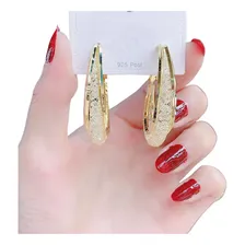Brinco Feminino Argola Folheado Ouro Cristais Swarovski C565 Foto mini 4