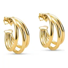 Brinco Feminino Argola Tripla Tubular Ouro 18k Foto  mini 1