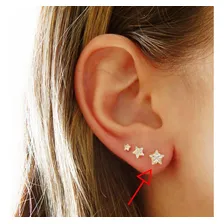 Brinco Feminino De Zirc么nia 6mm Em Ouro 18k Estrela Foto mini 3